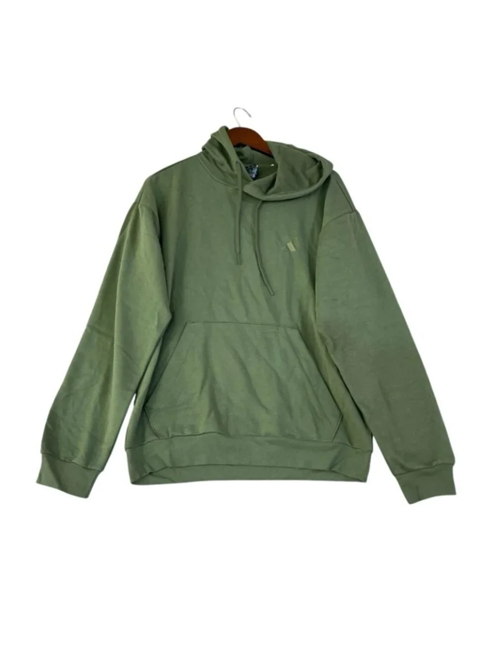 NWT Adidas Men's M Green Hoodie Cotton Blend Pullover With Kangaroo Pocket